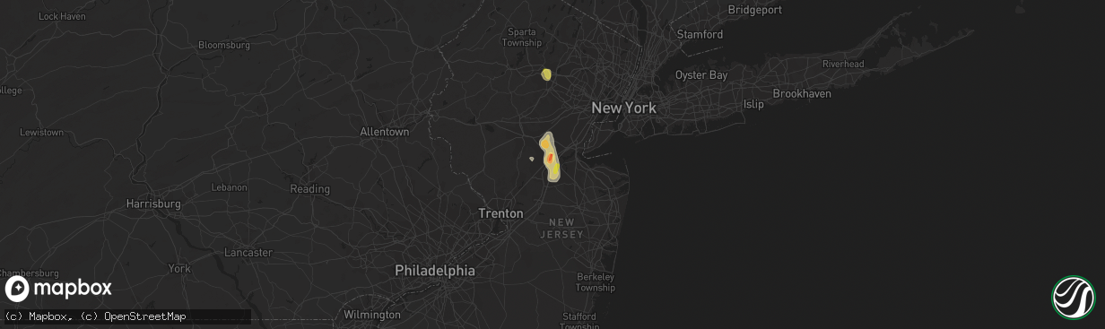Hail map in Milltown, NJ on September 9, 2023