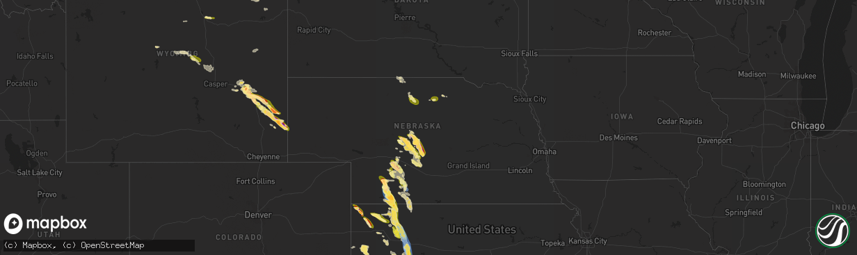 Hail map in Nebraska on September 9, 2023