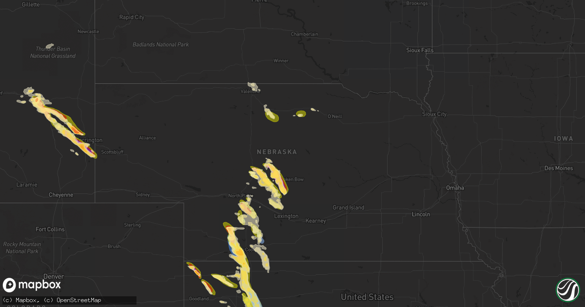 Hail map in Nebraska on September 9, 2023