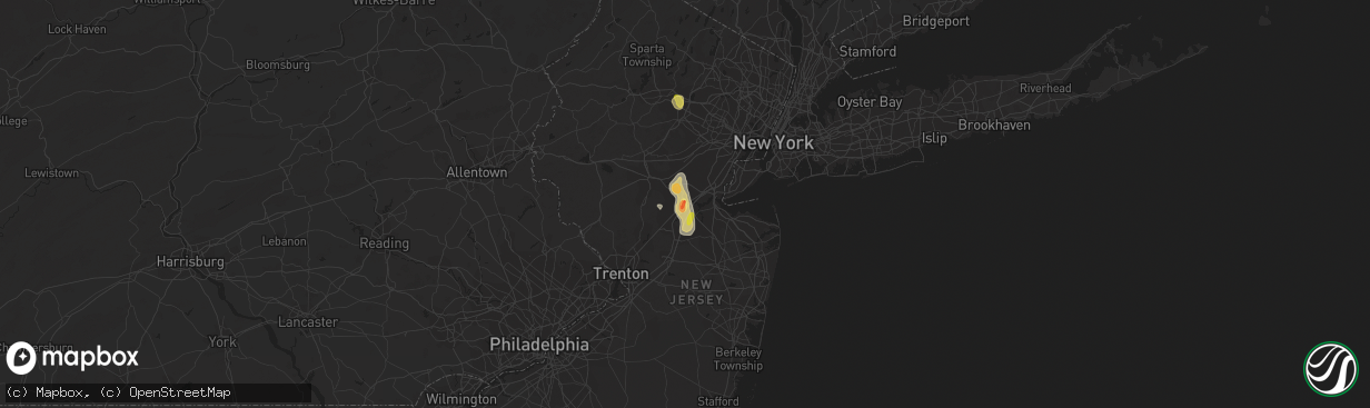 Hail map in New Brunswick, NJ on September 9, 2023