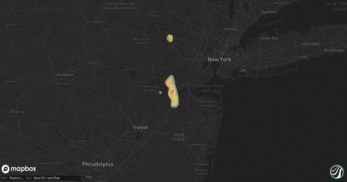 Hail map in New Brunswick, NJ on September 9, 2023