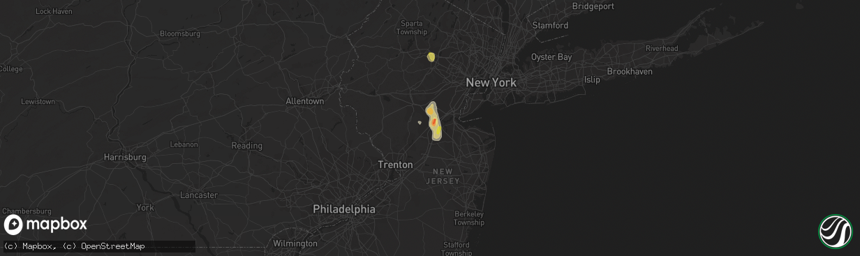 Hail map in North Brunswick, NJ on September 9, 2023