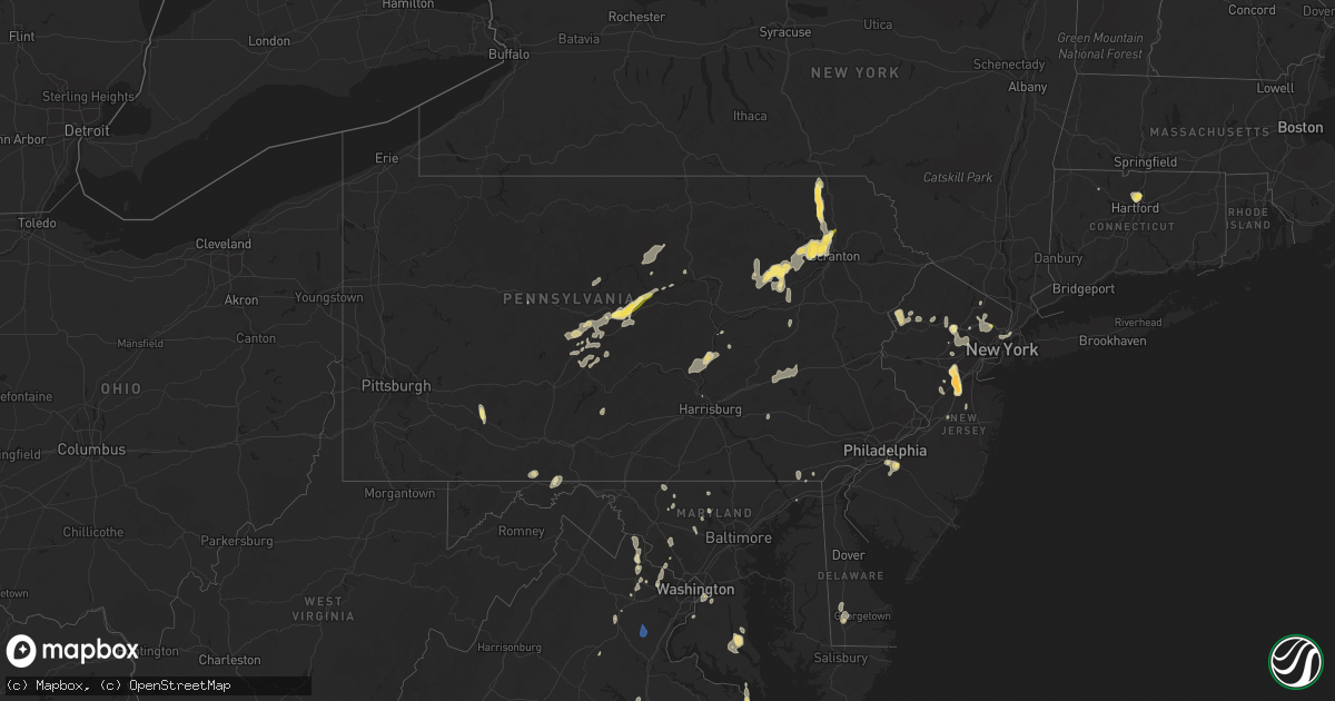 Hail map in Pennsylvania on September 9, 2023