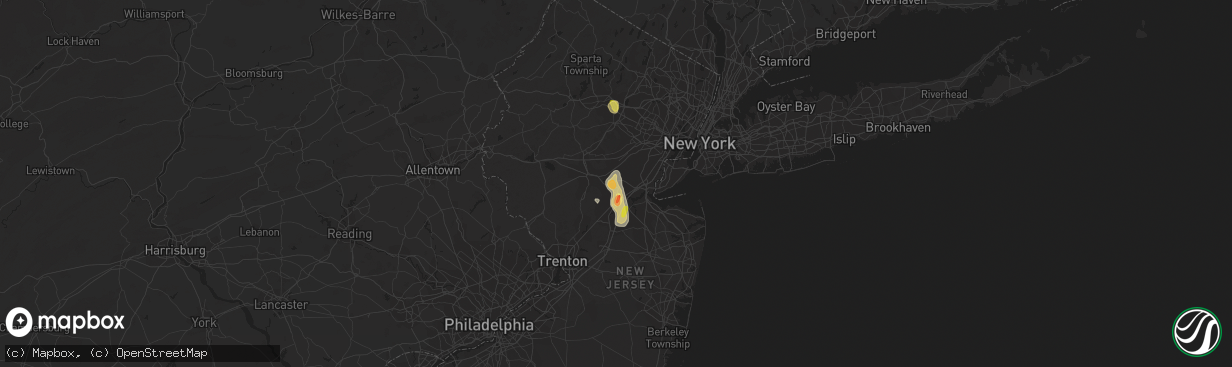 Hail map in Piscataway, NJ on September 9, 2023