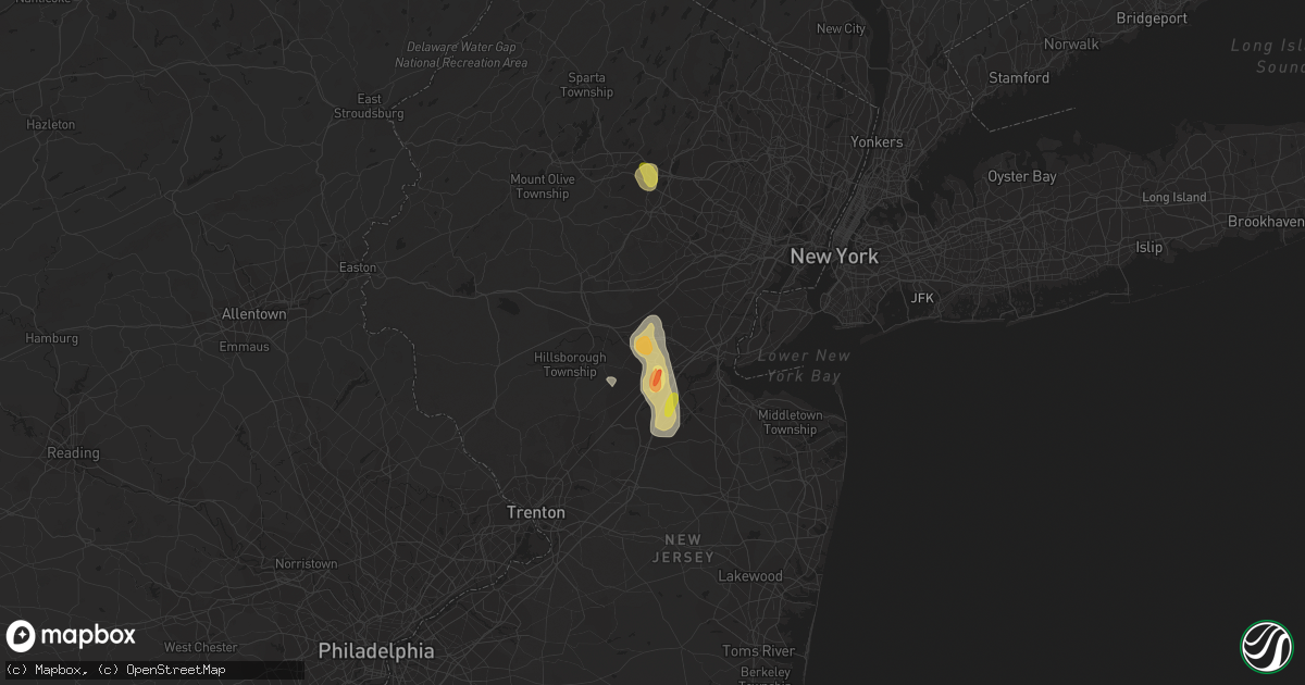 Hail map in Piscataway, NJ on September 9, 2023