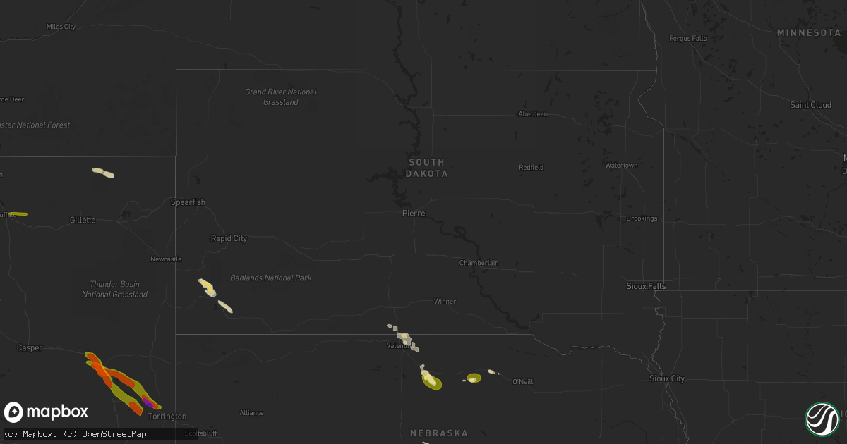 Hail map in South Dakota on September 9, 2023