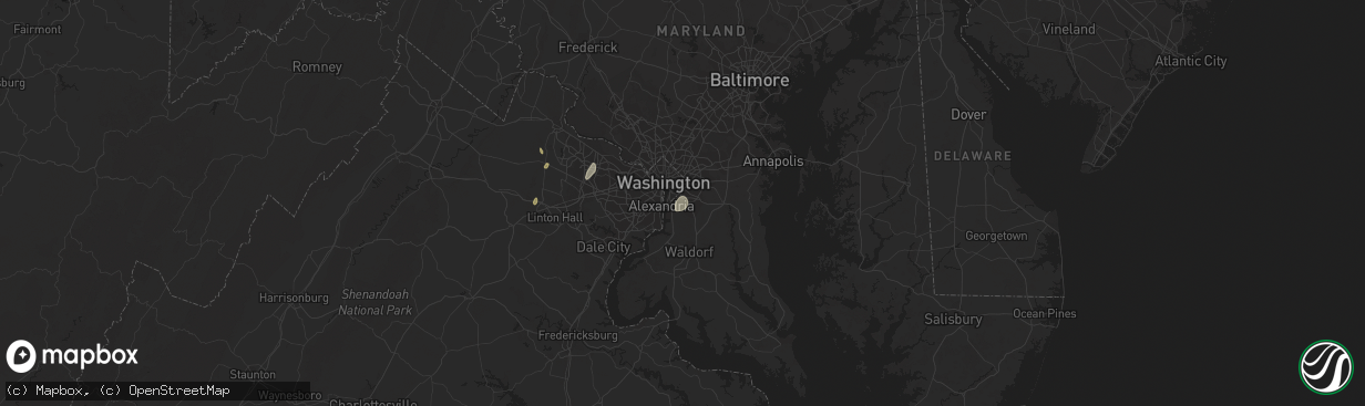 Hail map in Temple Hills, MD on September 9, 2023
