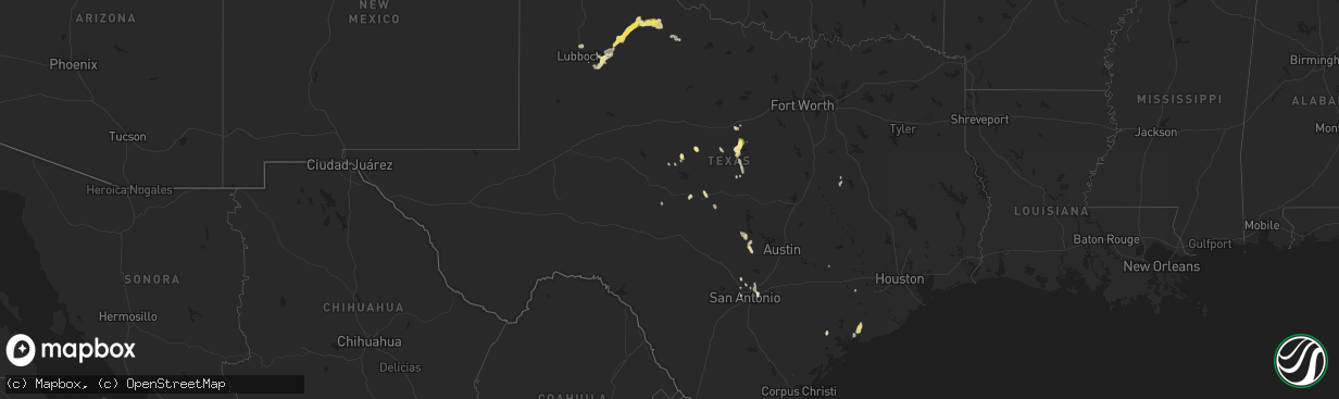 Hail map in Texas on September 9, 2023
