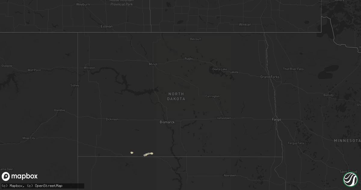 Hail map in North Dakota on September 9, 2024