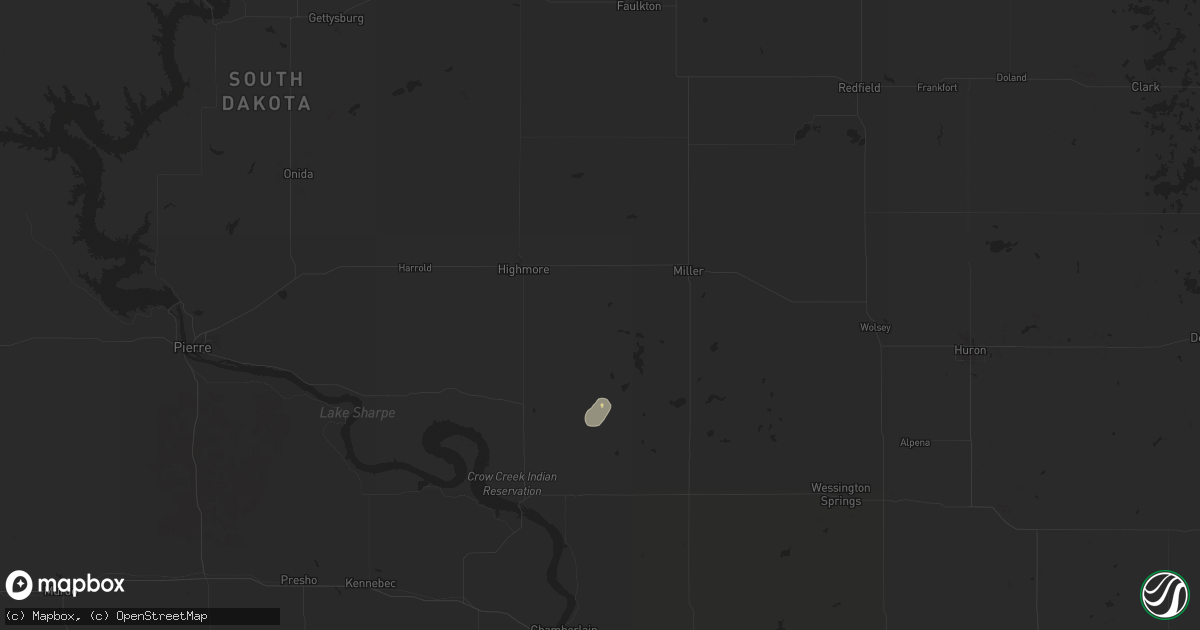 Hail map in Ree Heights, SD on September 9, 2024