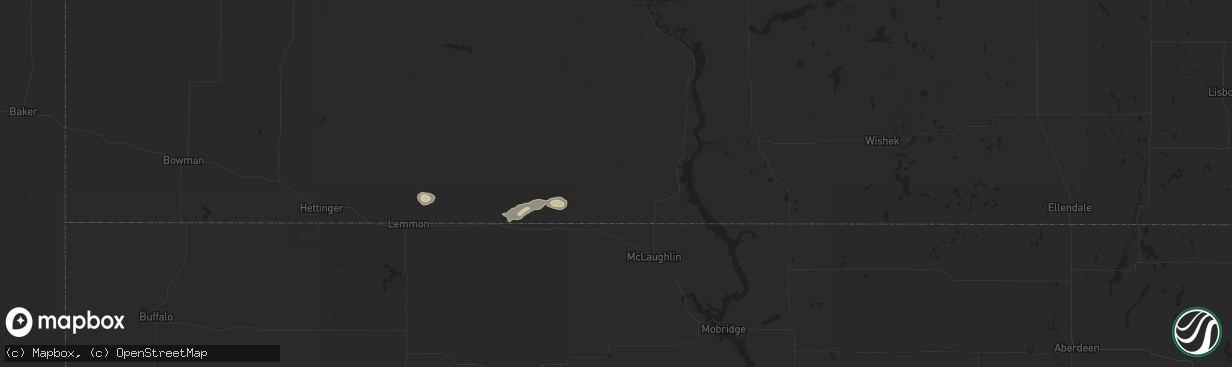 Hail map in Selfridge, ND on September 9, 2024