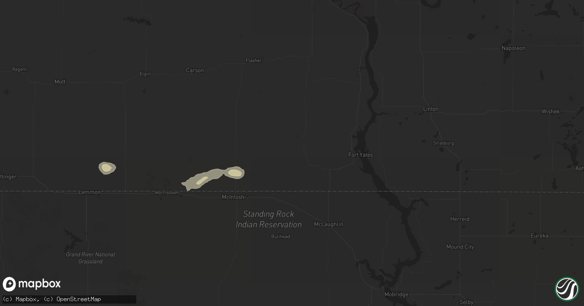 Hail map in Selfridge, ND on September 9, 2024