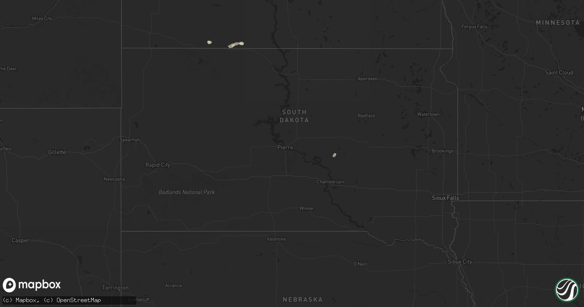 Hail map in South Dakota on September 9, 2024