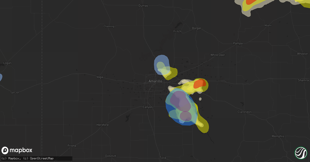 Hail map in Amarillo, TX on September 9, 2025