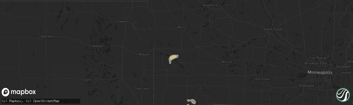 Hail map in Appleton, MN on September 9, 2025
