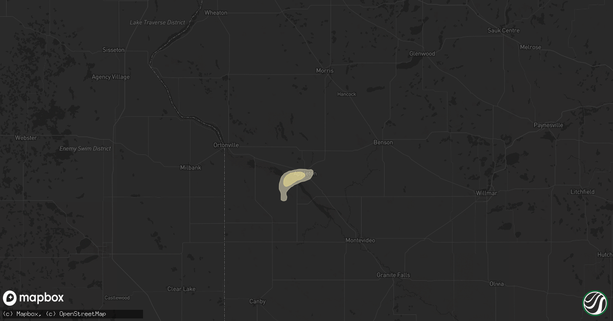 Hail map in Appleton, MN on September 9, 2025