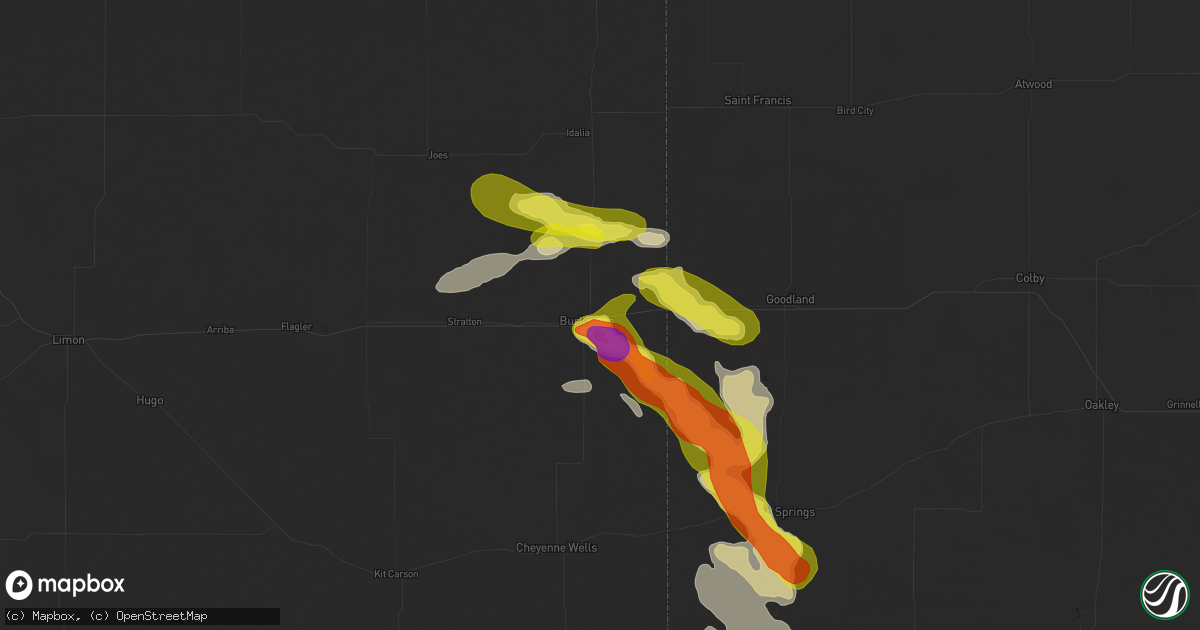 Hail map in Burlington, CO on September 9, 2025