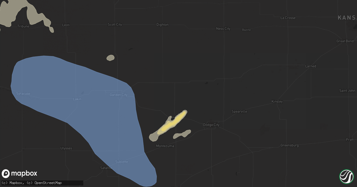 Hail map in Cimarron, KS on September 9, 2025