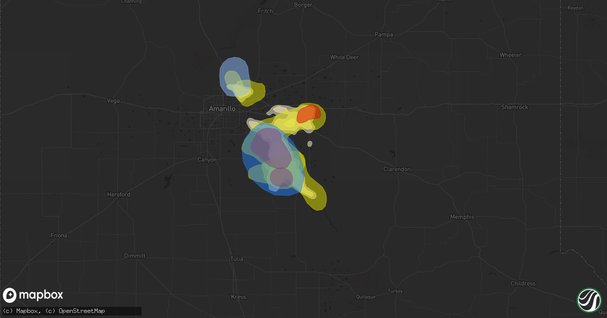Hail map in Claude, TX on September 9, 2025