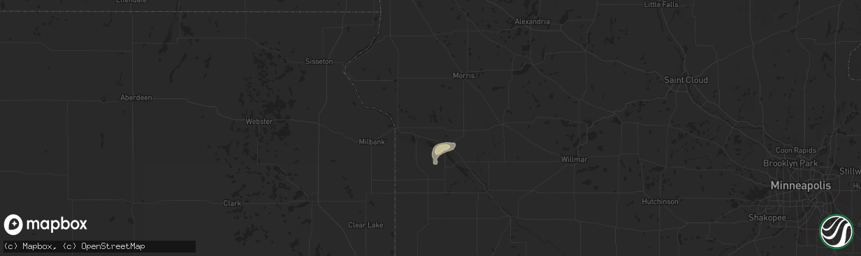 Hail map in Correll, MN on September 9, 2025