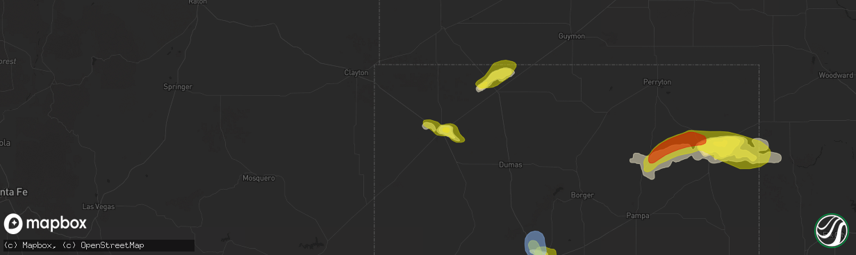 Hail map in Dalhart, TX on September 9, 2025