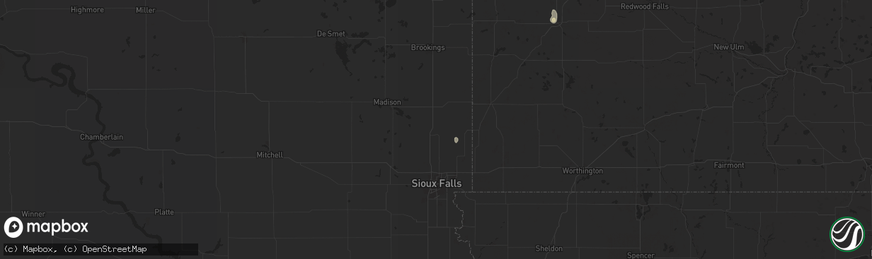 Hail map in Dell Rapids, SD on September 9, 2025