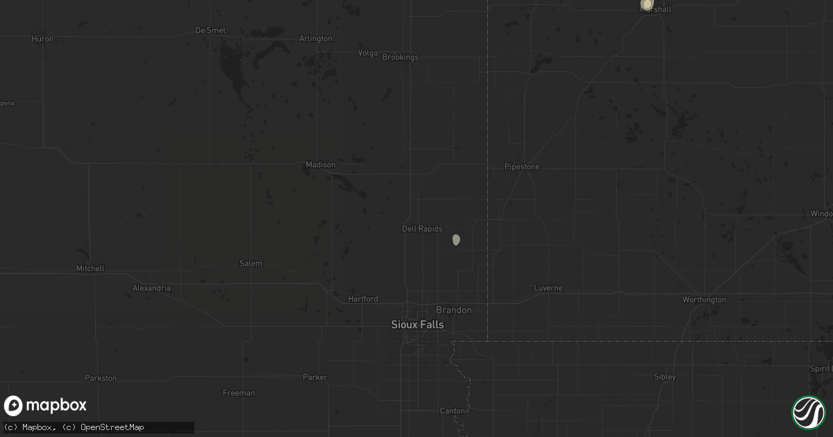 Hail map in Dell Rapids, SD on September 9, 2025