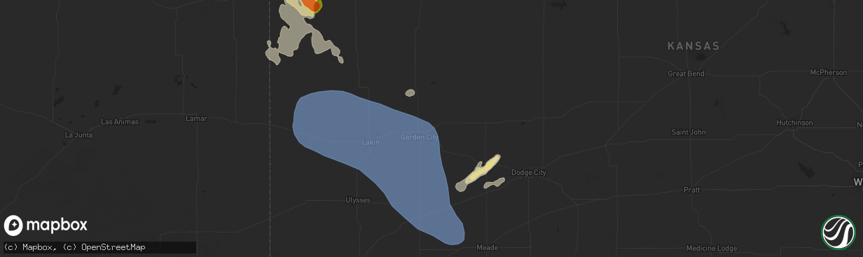Hail map in Garden City, KS on September 9, 2025
