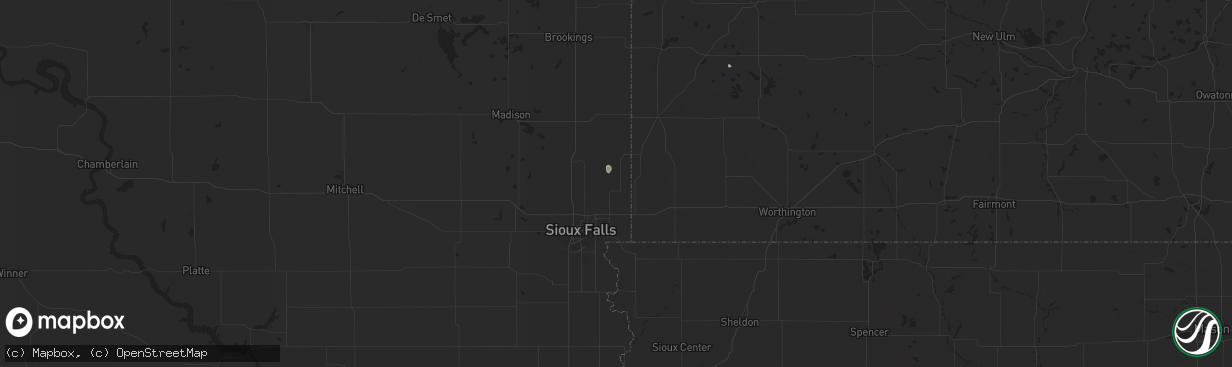 Hail map in Garretson, SD on September 9, 2025