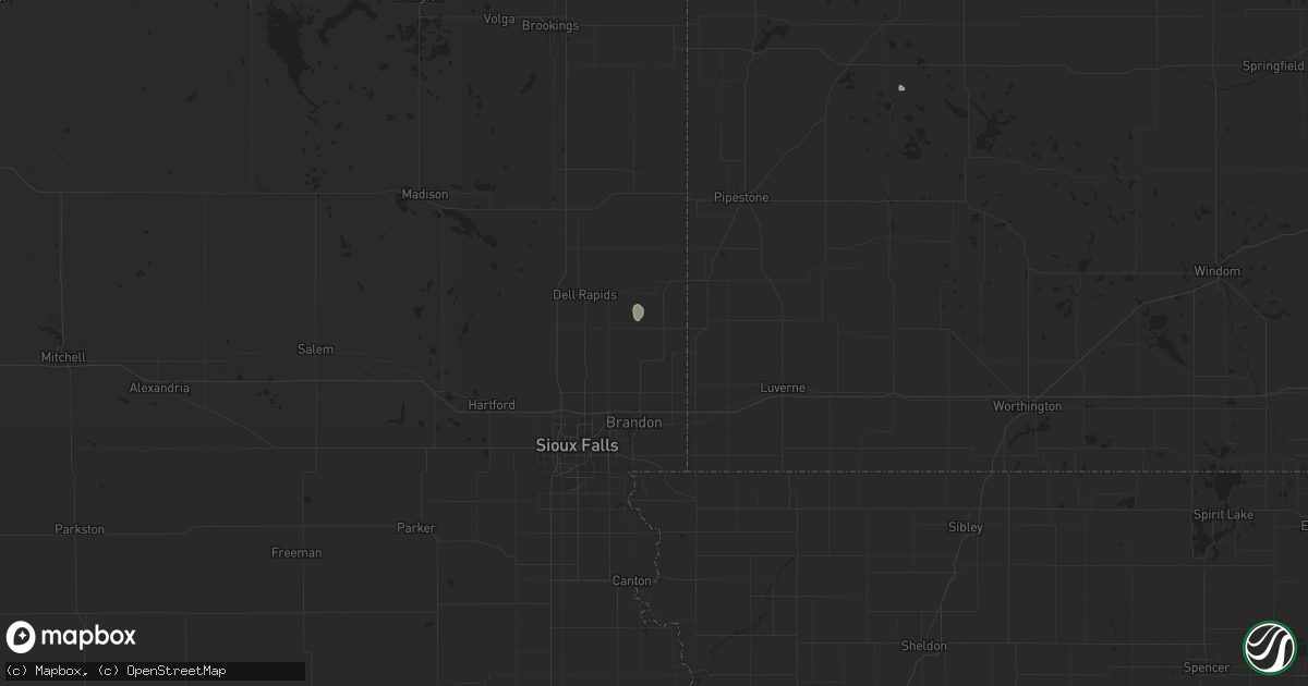 Hail map in Garretson, SD on September 9, 2025