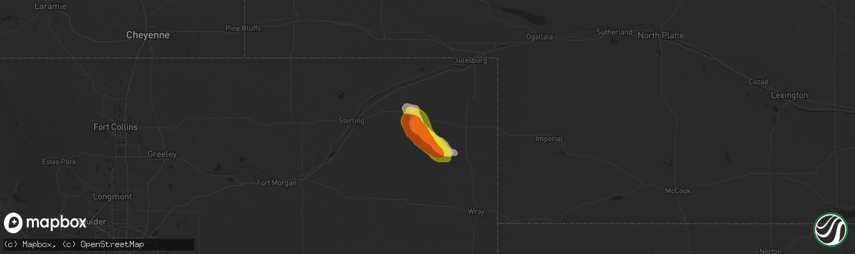 Hail map in Haxtun, CO on September 9, 2025