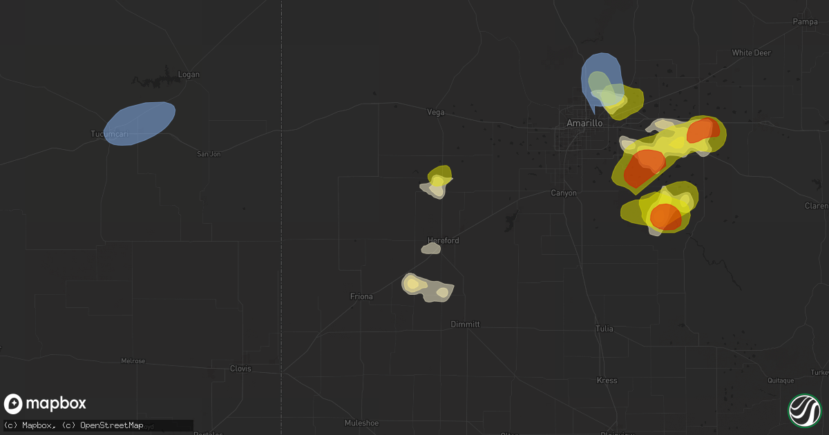 Hail map in Hereford, TX on September 9, 2025