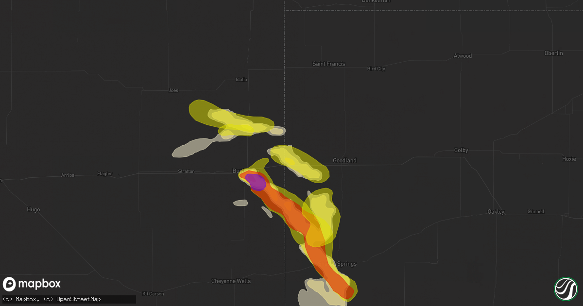 Hail map in Kanorado, KS on September 9, 2025