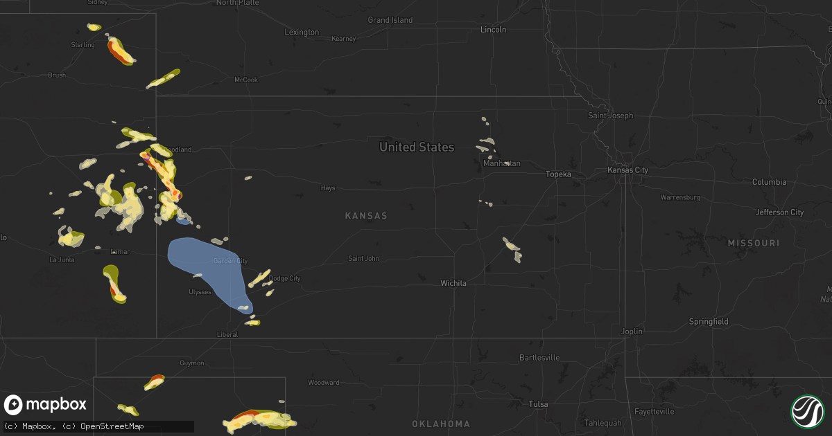 Hail map in Kansas on September 9, 2025