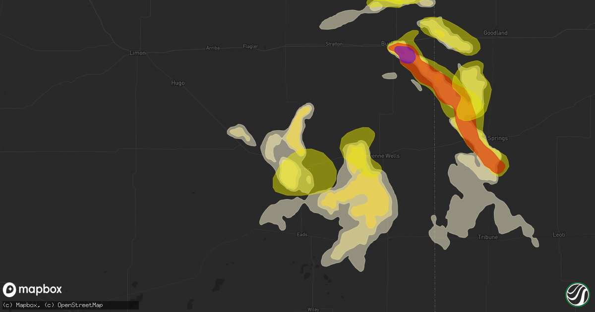 Hail map in Kit Carson, CO on September 9, 2025