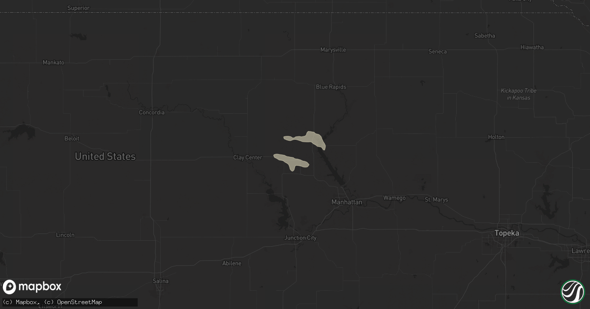 Hail map in Leonardville, KS on September 9, 2025