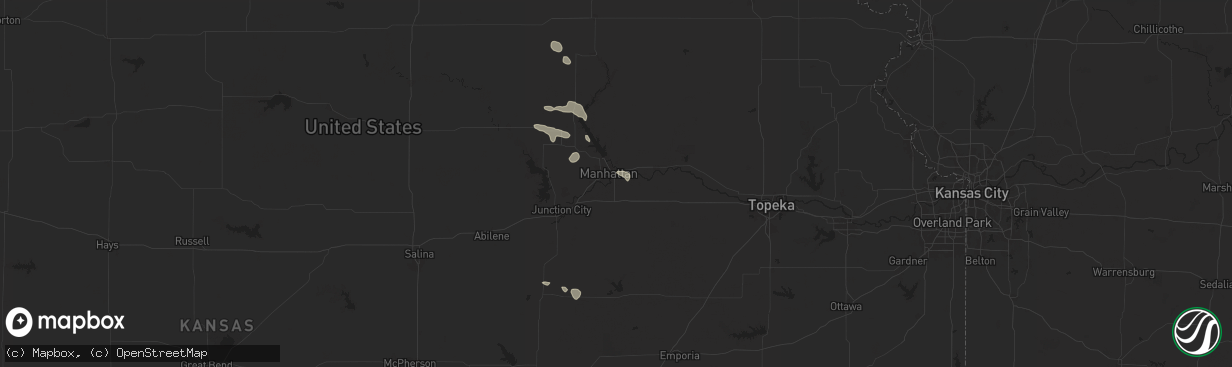 Hail map in Manhattan, KS on September 9, 2025