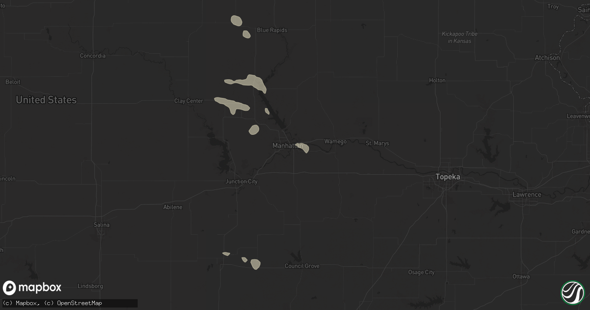Hail map in Manhattan, KS on September 9, 2025