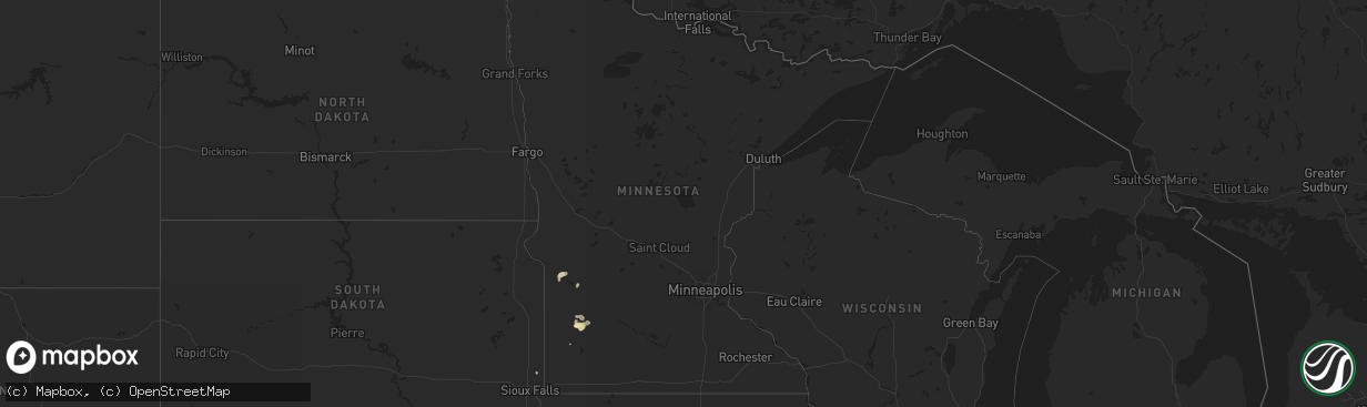 Hail map in Minnesota on September 9, 2025