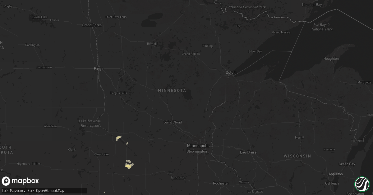 Hail map in Minnesota on September 9, 2025