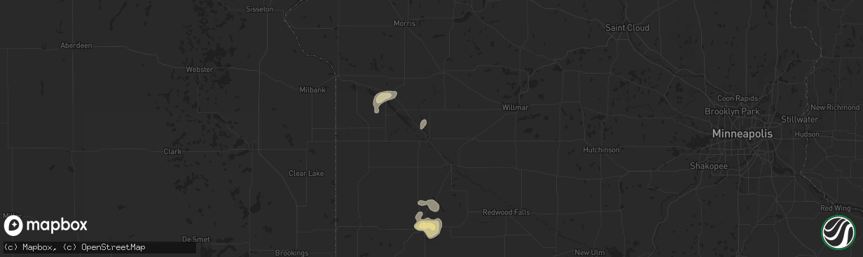 Hail map in Montevideo, MN on September 9, 2025