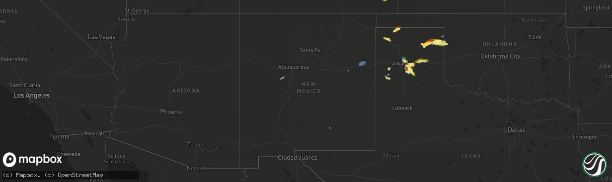 Hail map in New Mexico on September 9, 2025