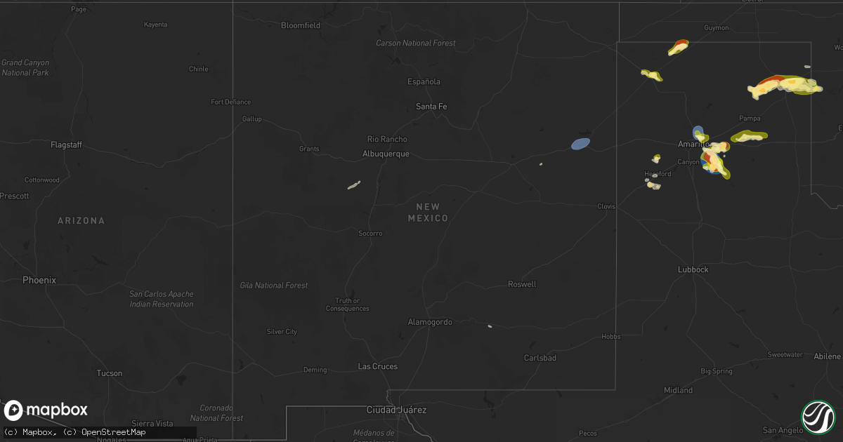 Hail map in New Mexico on September 9, 2025
