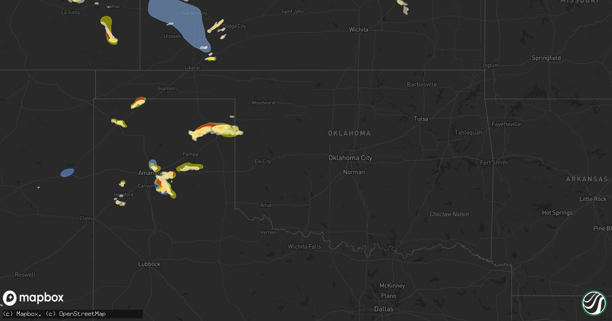 Hail map in Oklahoma on September 9, 2025