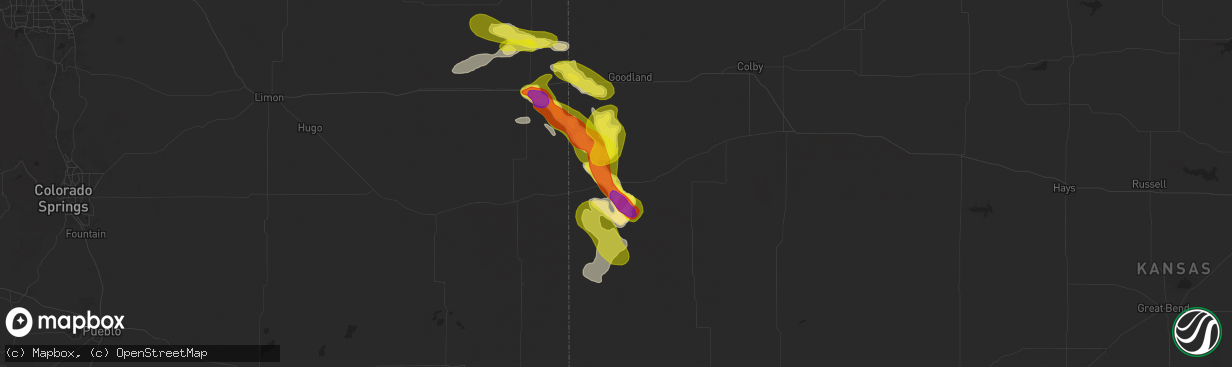 Hail map in Sharon Springs, KS on September 9, 2025
