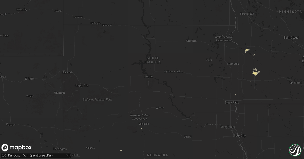Hail map in South Dakota on September 9, 2025