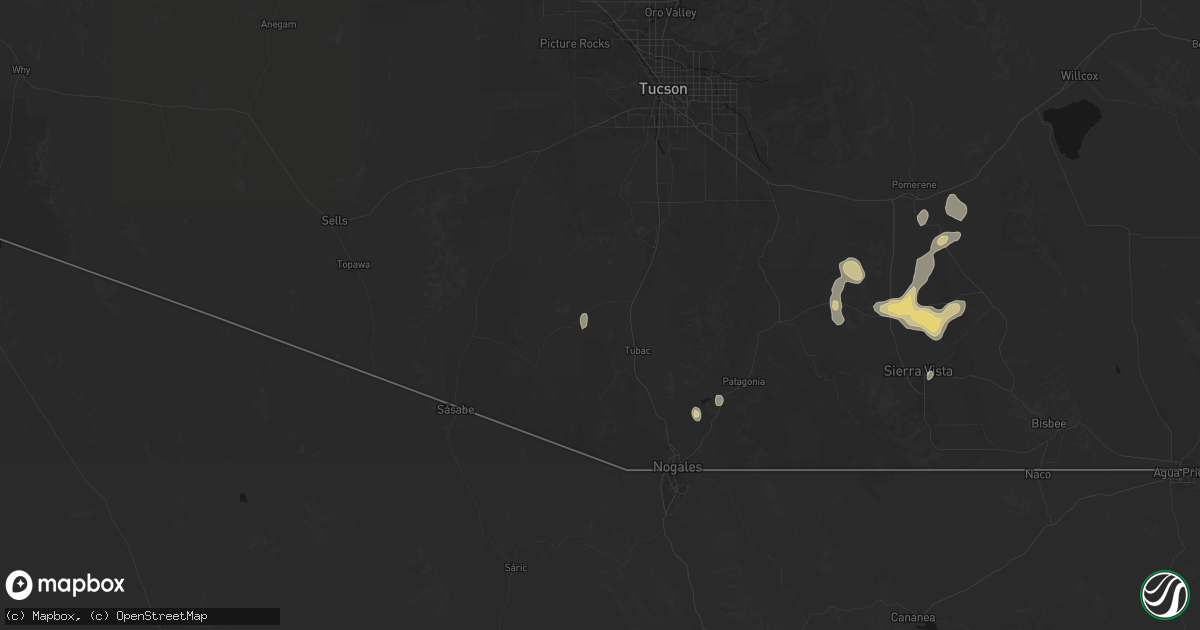 Hail map in Amado, AZ on September 9, 2026