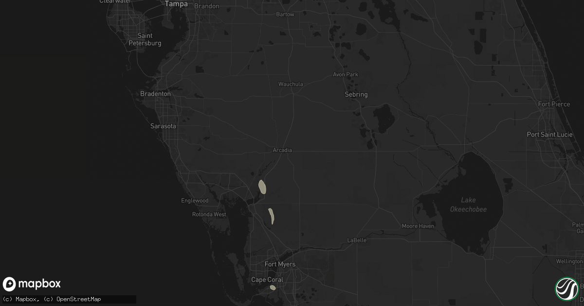 Hail map in Arcadia, FL on September 9, 2026