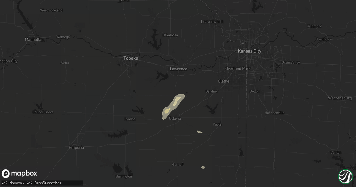Hail map in Baldwin City, KS on September 9, 2026