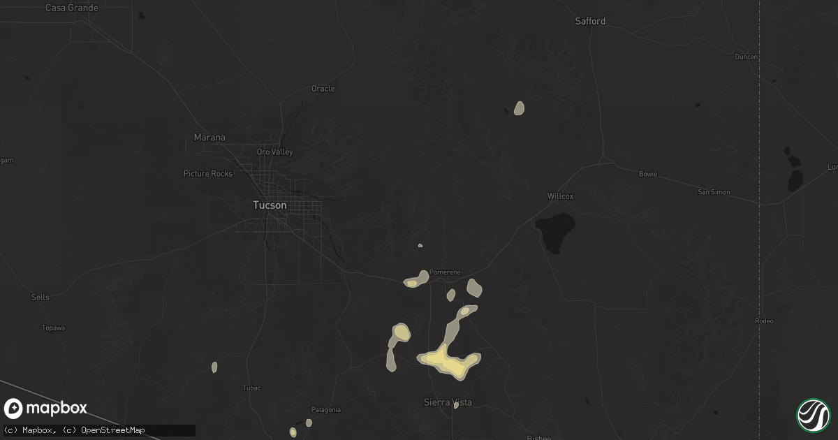 Hail map in Benson, AZ on September 9, 2026